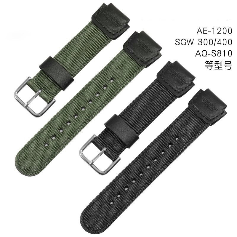 Adapt G SHOCK AE-1200WH/SGW-300/AQ-S810W boss 18mm nylon canvas strap
