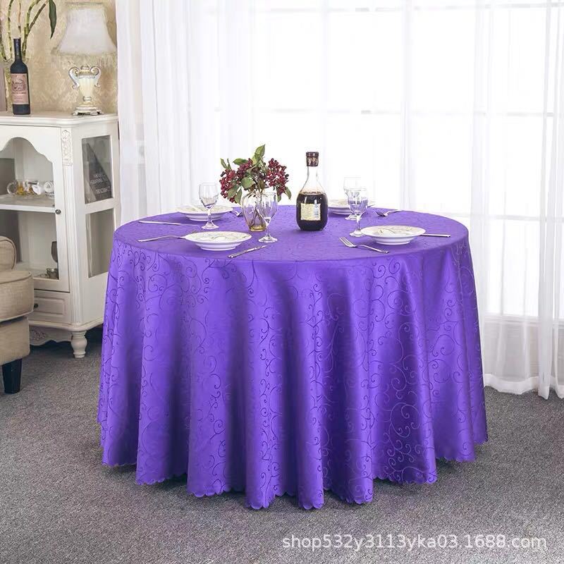 Picture of Large Round Table Restaurant Tablecloth Hotel Restaurant Banquet Family Usable Round Wedding European Tablecloth Table Cover Cross-Border