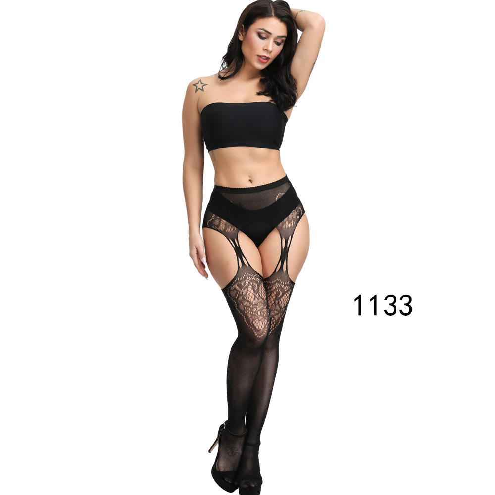 Picture of European and American Original Single Jacquard Garter Fishnet Stockings Sexy Pantyhose Sexy Stockings Summer Anti-Falling Fishnet Stockings Temptation