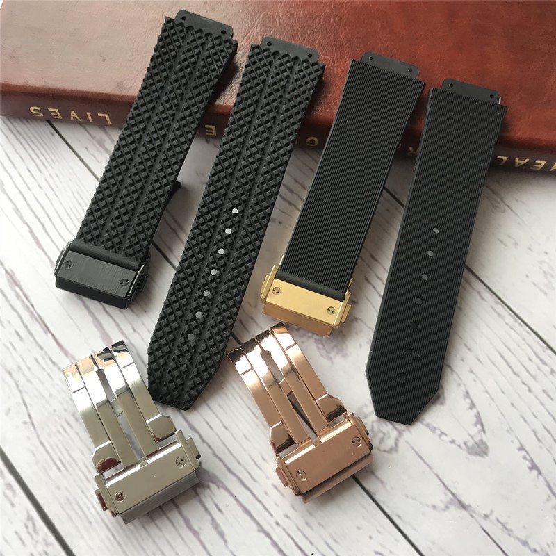 Substitute HUBL Hengbao Rubber Strap Yubo Big Bang Series Striped Plaid Waterproof Silicone Strap 26mm