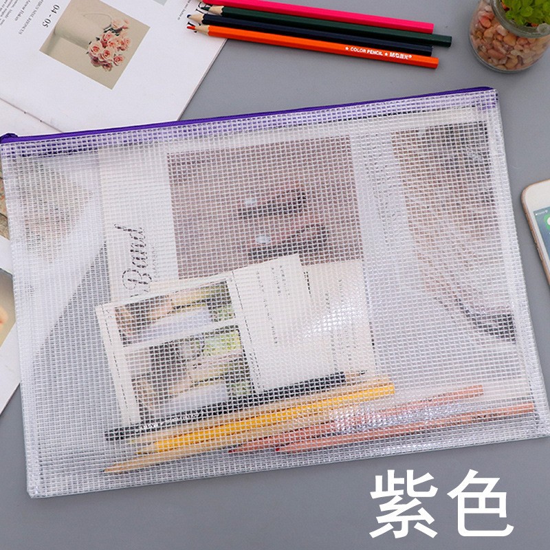 Picture of Wholesale Pvc Plastic A5 Large Capacity Mesh Zipper File Bag A3 Storage File Prenatal Check-Up Information A4 Storage Bag