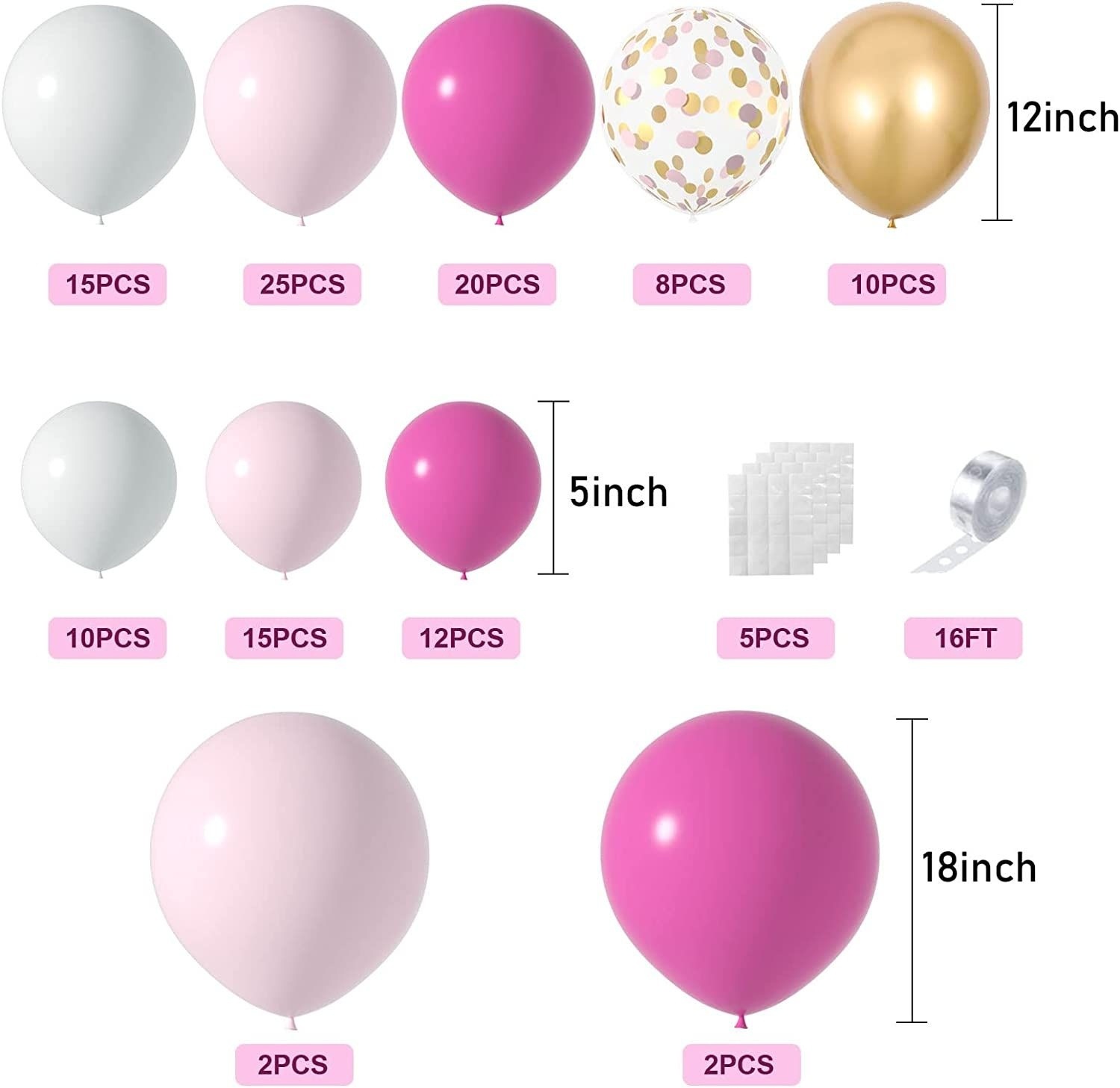 Picture of Amazon Pink Balloon Kit White Gold Peach Balloon Princess Party Decoration Single Birthday Decoration