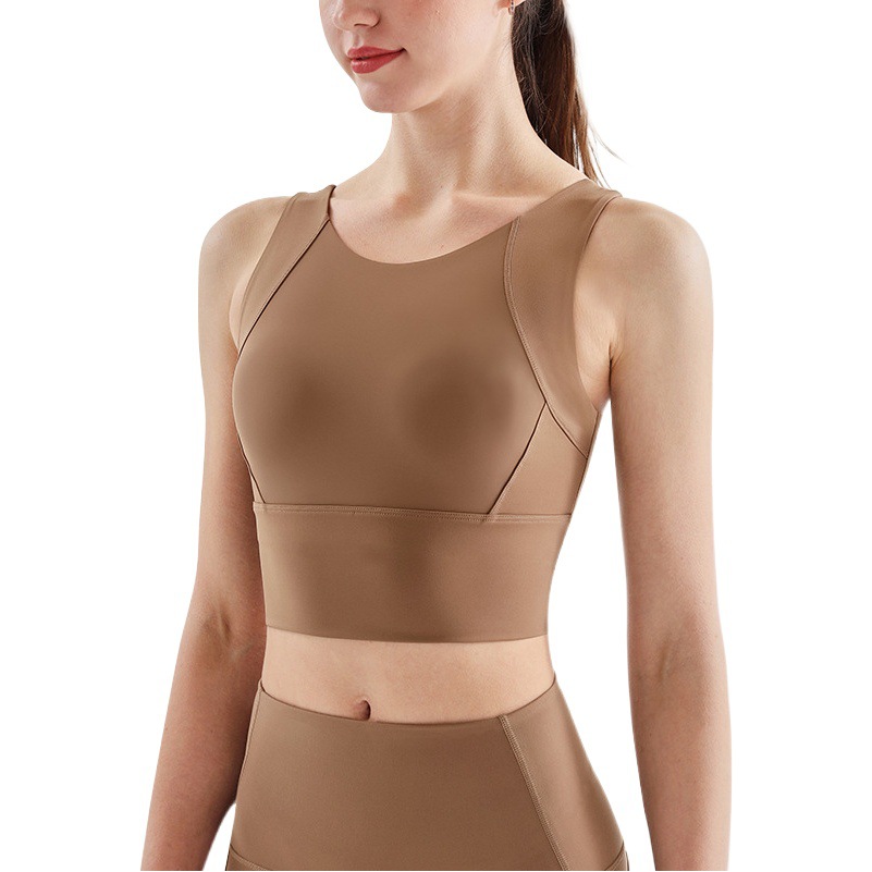 European and American New Naked Yoga Vest Women's High Strength Shock Absorbing Bra Vest Fitness Sports Underwear Wholesale
