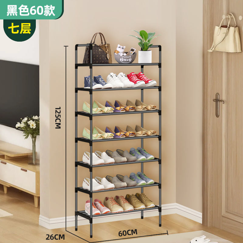 Picture of Simple Shoe Rack Multi-layer Folding Shoe Cabinet Economical Household Bedroom Metal Black Rack Shoe Rack