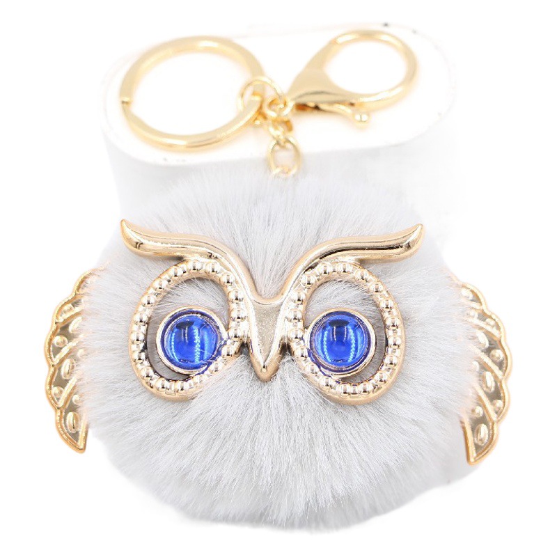 Owl fur ball keychain pendant wholesale new night owl car schoolbag ornaments factory gifts