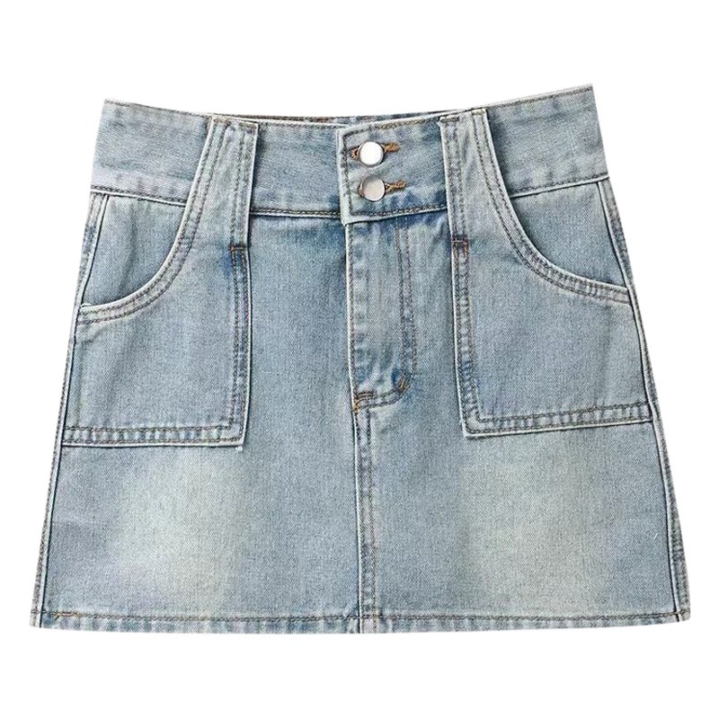 Hot girl washed retro Denim skirt women's summer A- line skirt high waist small sheath short skirt