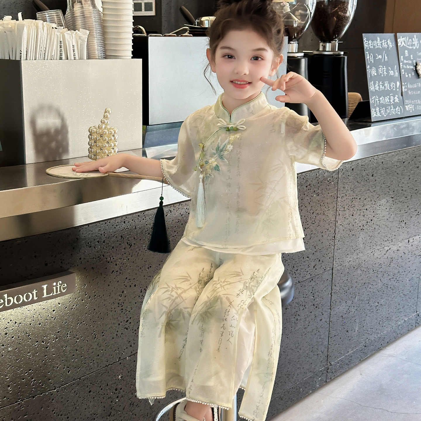 Girls Summer Suit 2025 New Kidsren's Han Dynasty Chinoiserie Thin Summer Little Girl Ancient Style Two-Piece Set