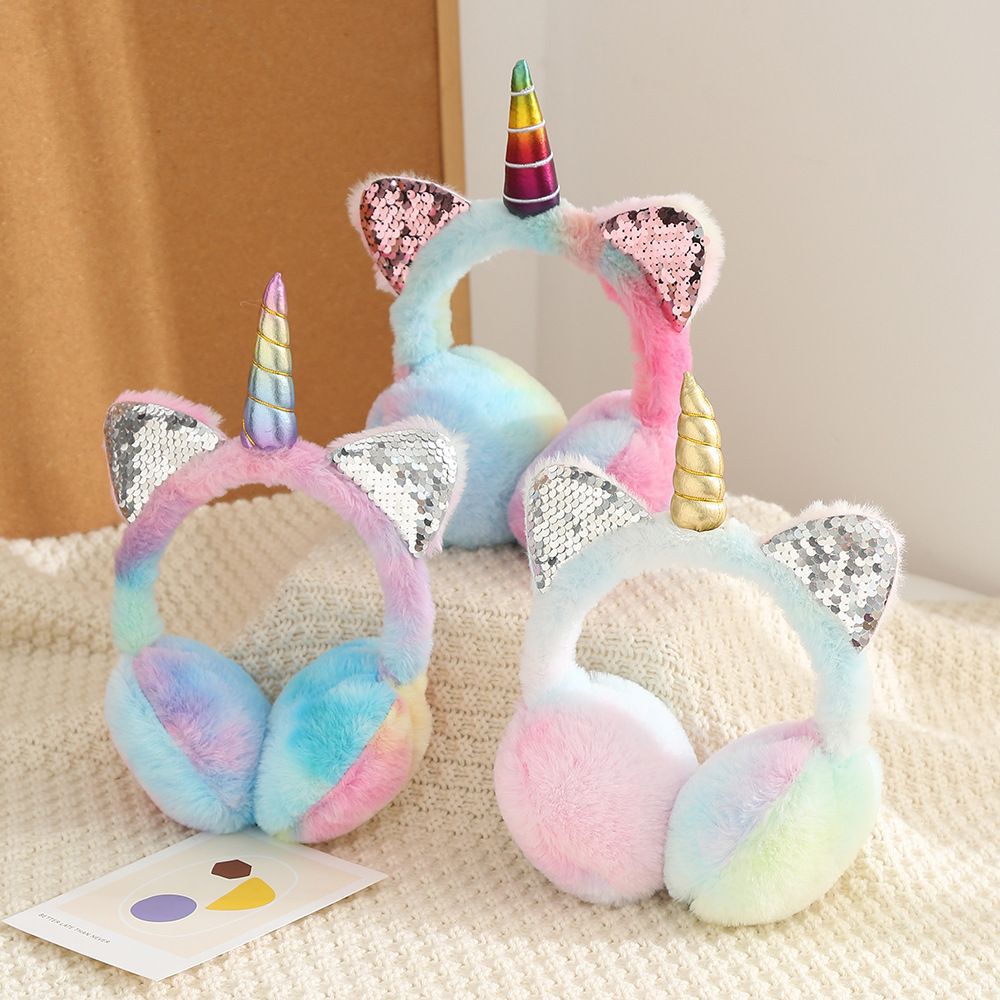 Unicorn children warm earmuffs winter cold imitation rabbit earmuffs retractable earmuffs spot wholesale