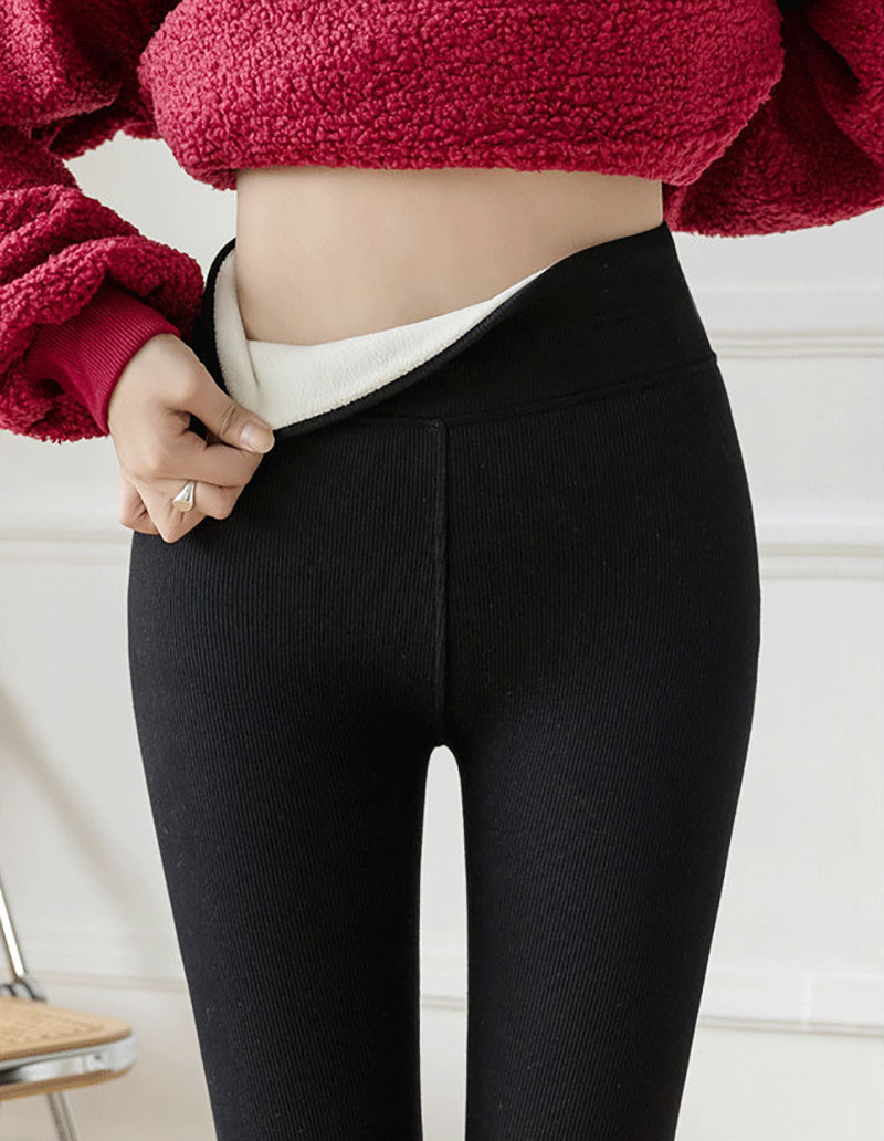 Picture of Autumn and Winter New Thickened fleece-lined Vertical Striped Threaded Leggings Women's High Waist Letter Lamb Velvet Warm Cotton Trousers Cross-border