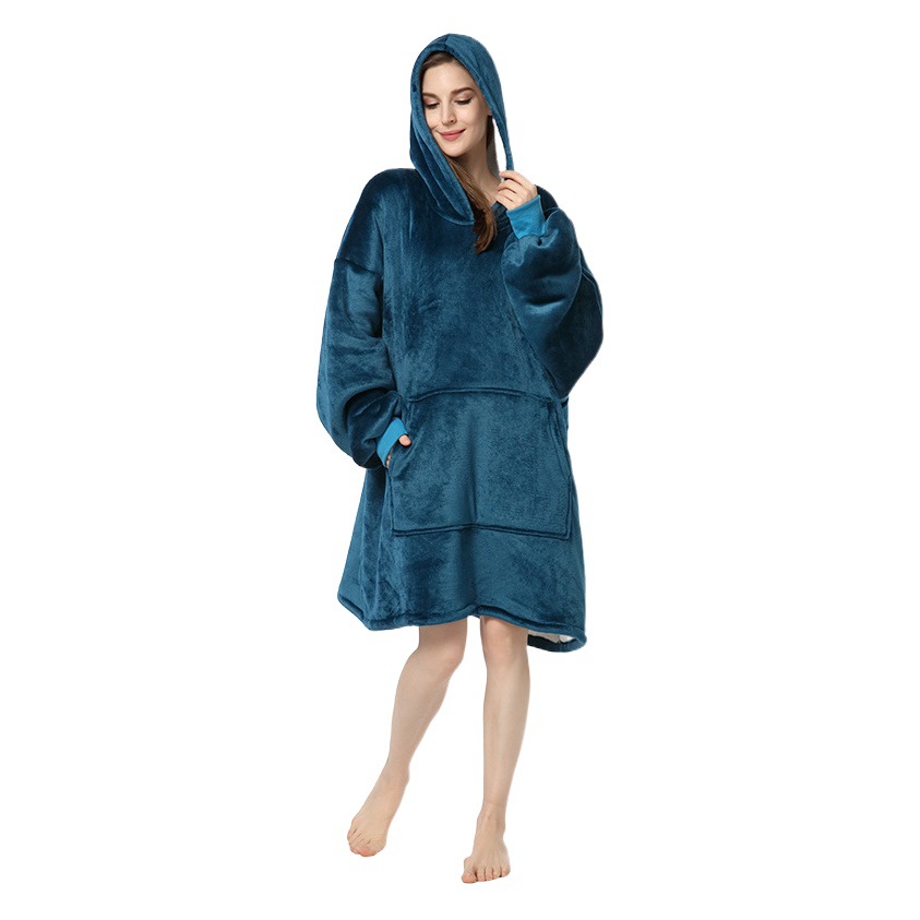 Lazy People's Clothing Cross-Border Large Size Sweatshirt Couple's Cold-Proof Clothing Warm Hooded Outer Wear Pajamas Home Clothes Loose Flannel