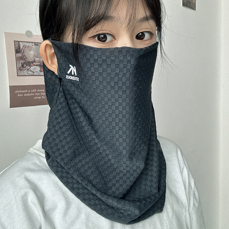 undulating matrix ~ dark blue light blue * ear mask summer cycling sunscreen ice silk breathable veil sunshade female