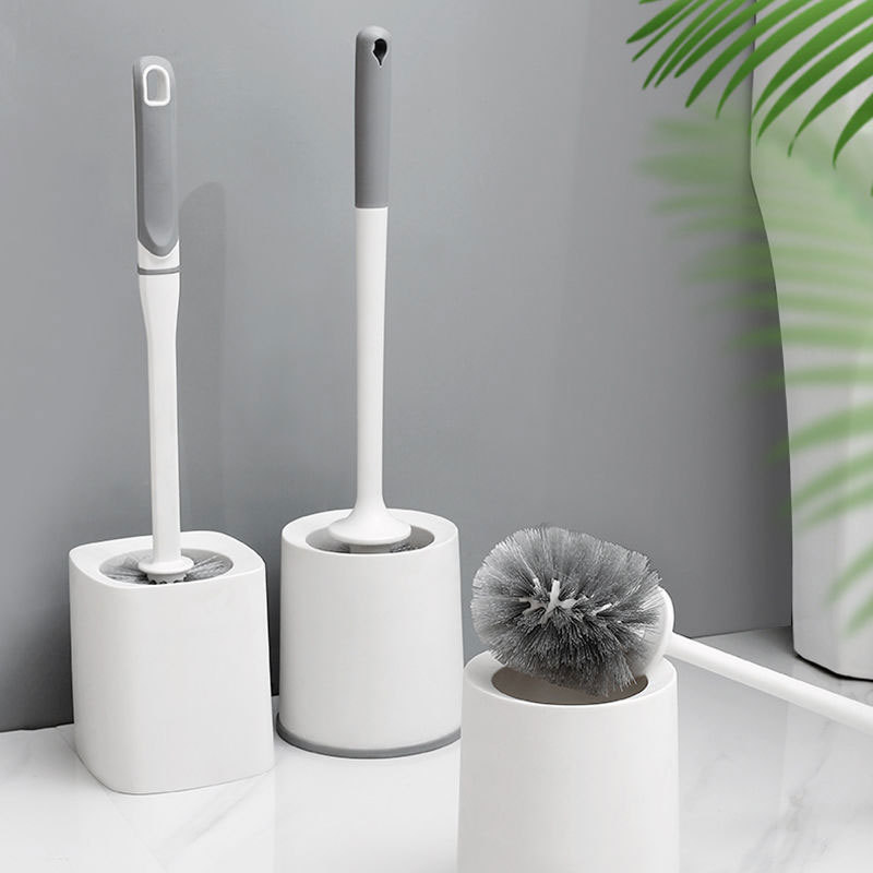 Picture of Toilet Brush Set with Round Head and Base for Cleaning Without Dead Angles, Suitable for Bathroom Use
