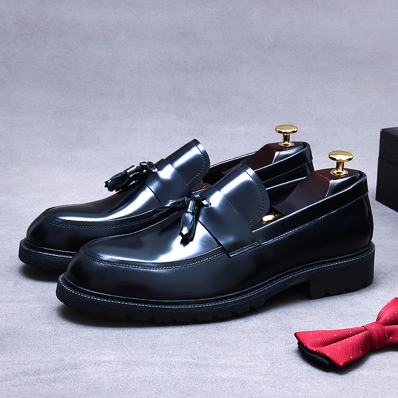 Picture of [Big Sale] Men's Shoes Business Shoes Cow Lining Thick Sole Painted Tassel Heightening Formal Shoes Genuine Leather Easiest for Match Large Toe Shoes