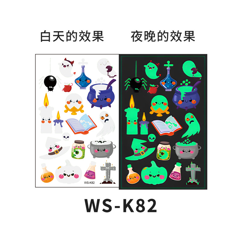 Picture of Children's Cartoon Luminous Tattoo Sticker Halloween Carnival Party Bar Prom Atmosphere Luminous Temporary Tattoo Sticker
