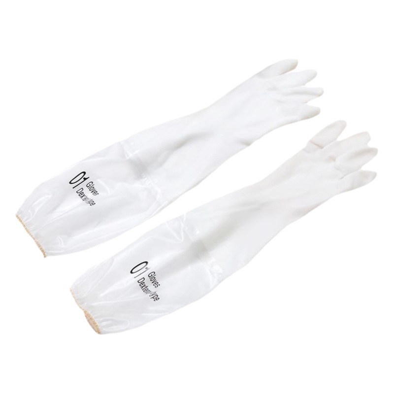 Durable kitchen fleece-lined dishwashing gloves women's household rubber leather bowl washing artifact nitrile laundry waterproof latex