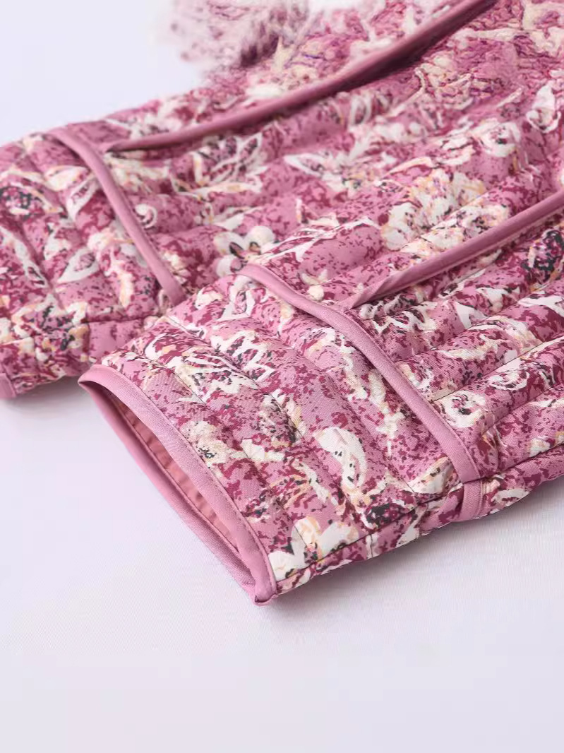 Picture of Cross-Border Wholesale 2024 Spring New European and American Clothing Fashion Printed Round Neck Cotton Outwear Loose Buttoned Cotton Outwear