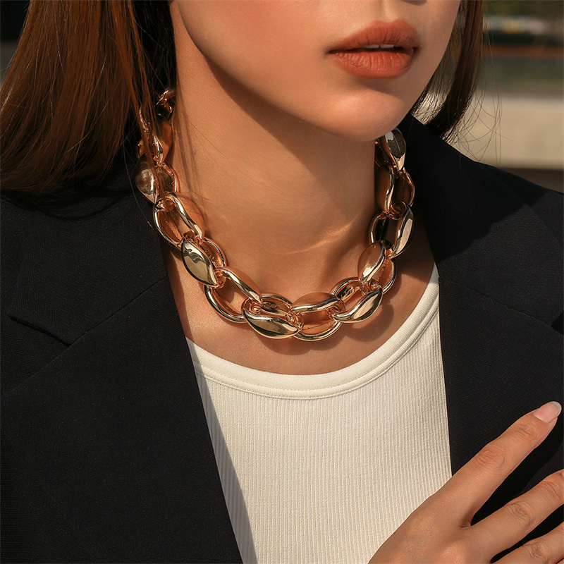 Picture of NZ1443 cross-border European and American jewelry fashion personality thick chain necklace retro punk aluminum neck chain men and women hip hop