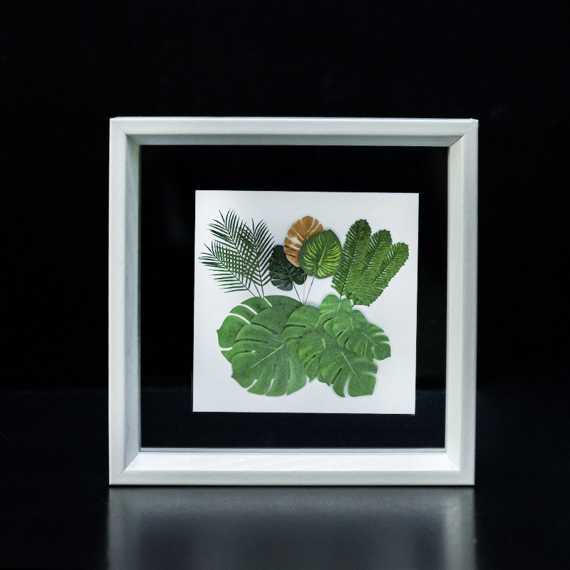 Picture of Leaf Photo Frame, Double-Sided Photo Frame with the Character for Happiness, Wedding Decoration, Leaf Carving Photo Frame, Chinese-Style Display Stand, Wedding Room Decoration, Double-Sided Photo Frame