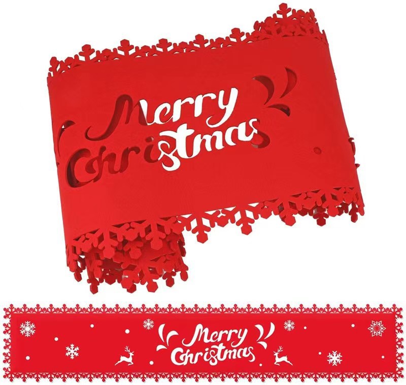 Picture of Cross-border supply felt meal coasters Christmas table decorations creative hollow non-slip thermal insulation felt table mat