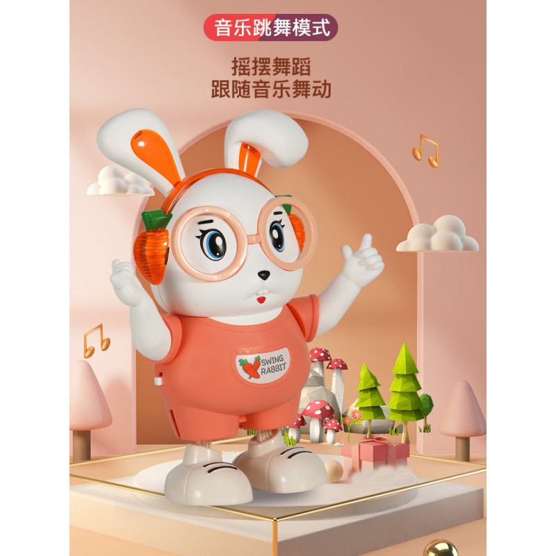 Picture of Tiktok same electric dancing little cute rabbit children singing robot rabbit baby Light Music toys wholesale