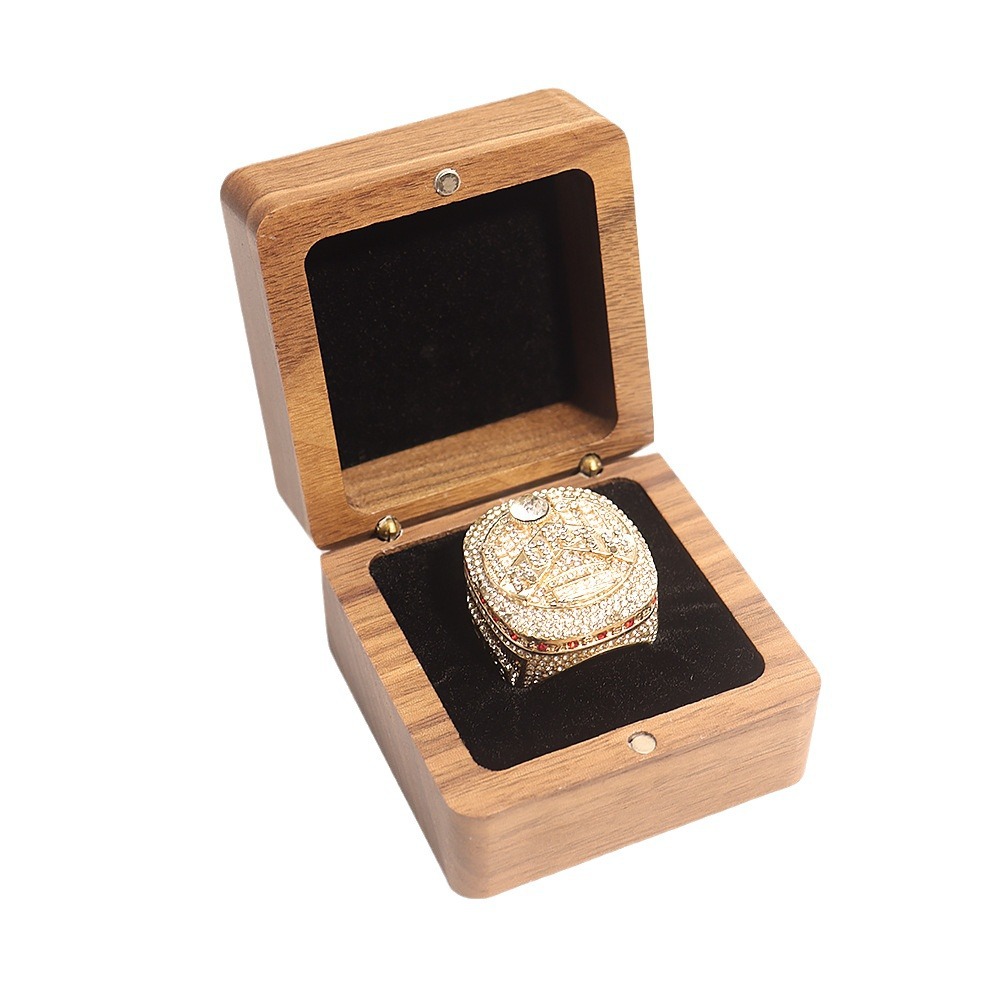 Picture of Widened and Headed Ring Jewelry Storage Box Black Walnut Toggles Jade Ring Box Necklace Gift Packaging Box