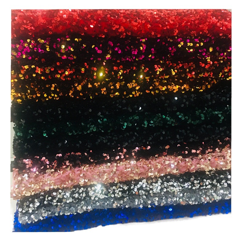 in stock 50 Color Encryption 5mm Flannel Sequin Fabric Women's Clothing Shoes Elastic Foam Embroidered Sequin Embroidered Cloth