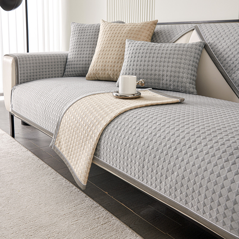 Cross-Border Foreign Trade Summer Sofa Cushion Ice Silk Cool Feeling Non-Slip Machine Washable Anti-Cat Scratch Cover Cloth Ice Bean Sofa Towel