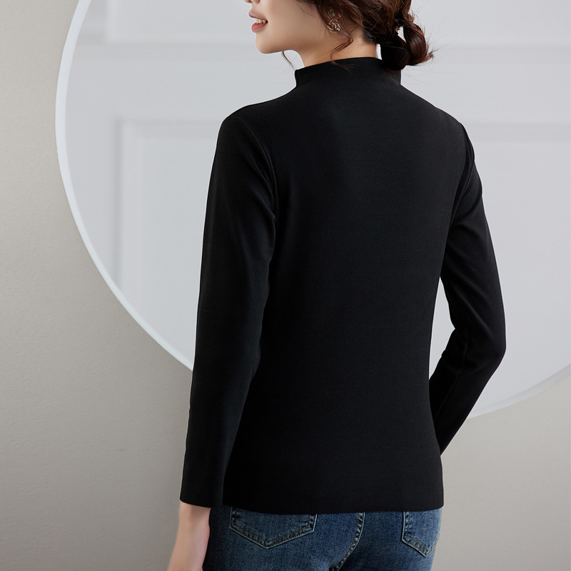 Picture of De velvet half turtleneck bottoming shirt for women autumn and winter New thickened warm inner wear long sleeve T-shirt tight top