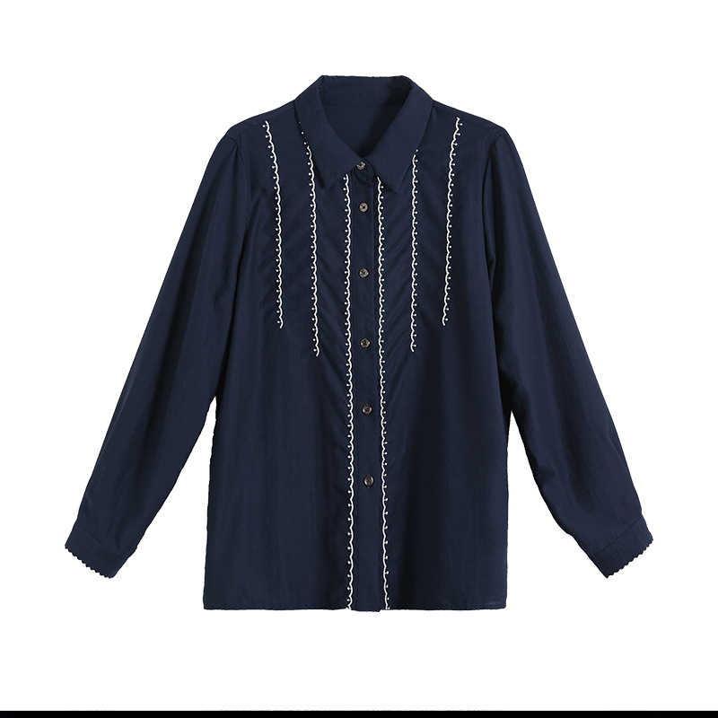 Picture of Real Shot of Ready-Made Large Size New Style Lace Tencel Shirt Slightly Fat Sister Women's Clothing 2025 Autum