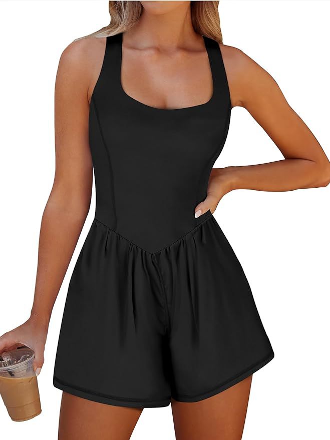 Independent Site Amazon Cross-Border 2025 Beautiful Back Cut Out Jumpsuit Sports Casual Pleated Casual Yoga Jumpsuit