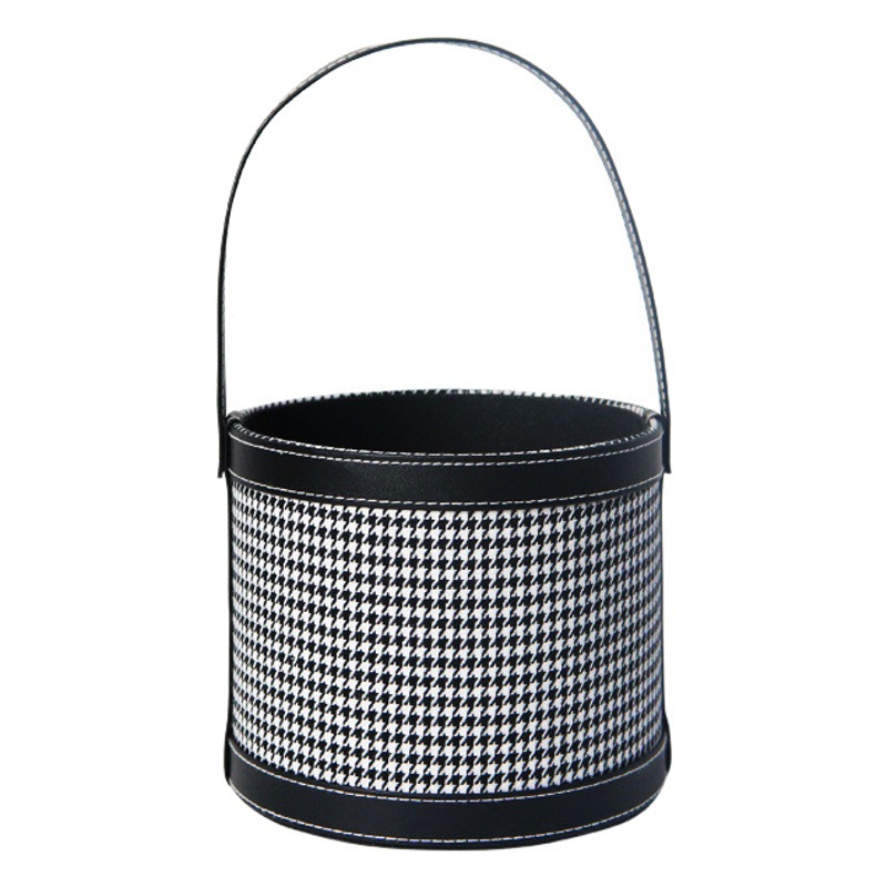 In stock gift box houndstooth round portable hug bucket Valentine's Day bridesmaid girlfriends gift packaging empty box