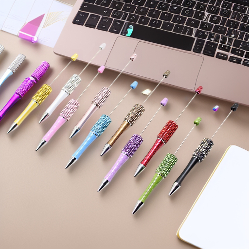 Creative Stationery Diamond Bead Pen Hand-Beaded High-Value DIY Ballpoint Pen Rainbow Diamond Bead Pen