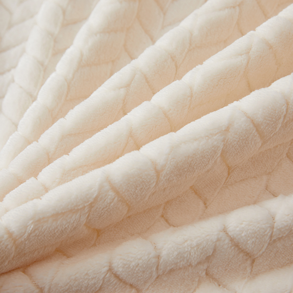 Picture of Barley Ear Cross-border in stock Solid Color Jacquard Blanket Coral Fleece Flannel Blanket Thickened Blanket Gift Blanket Foreign Trade