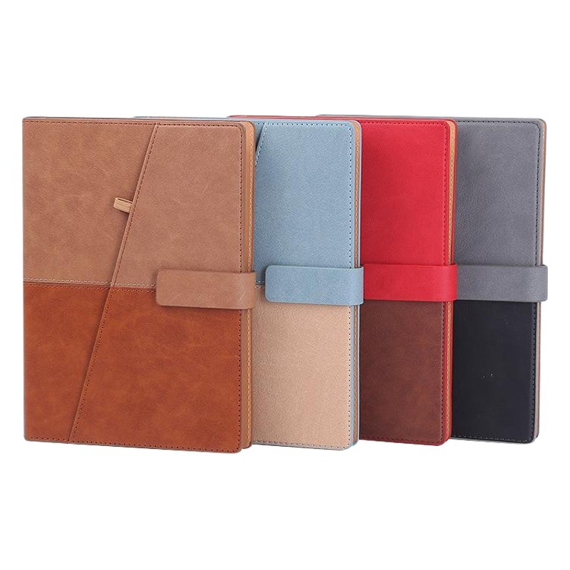 Picture of Business Loose-Leaf Notebook with Color-Changing Leather Cover, Pen-Insertion Style Office Notebook, Portable Office Notebook with Logo