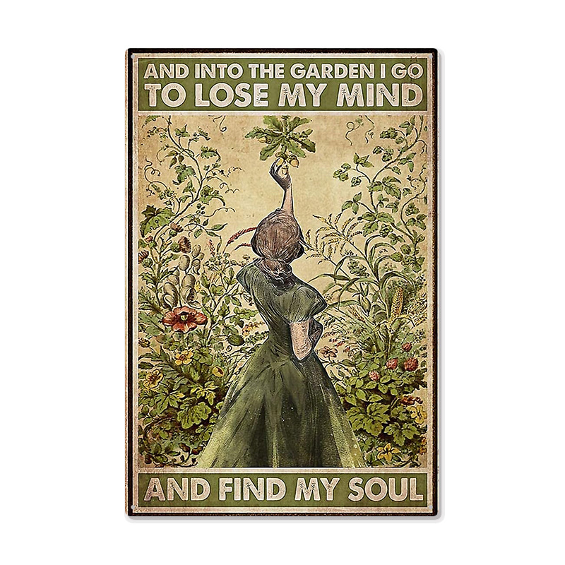 Picture of Cross-border American Country Retro Flower Figure Tin Painting Garden Pastoral Balcony Wall Wall Wall Old Decoration Pendant