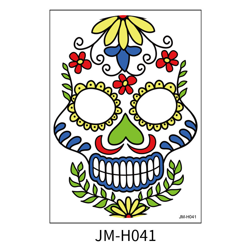Picture of Cross-Border Waterproof and Sweat-Proof Day of the Dead Masquerade Funny Makeup Temporary Stickers Halloween Face Tattoo Stickers