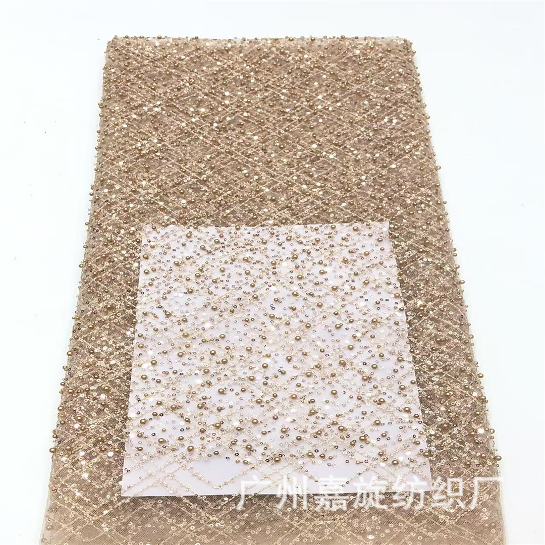Picture of Rice Bead Sequin Lace Trim Large and Small Checkered Handmade DIY Accessories Dress Wedding Dress Fabric Wedding Lace