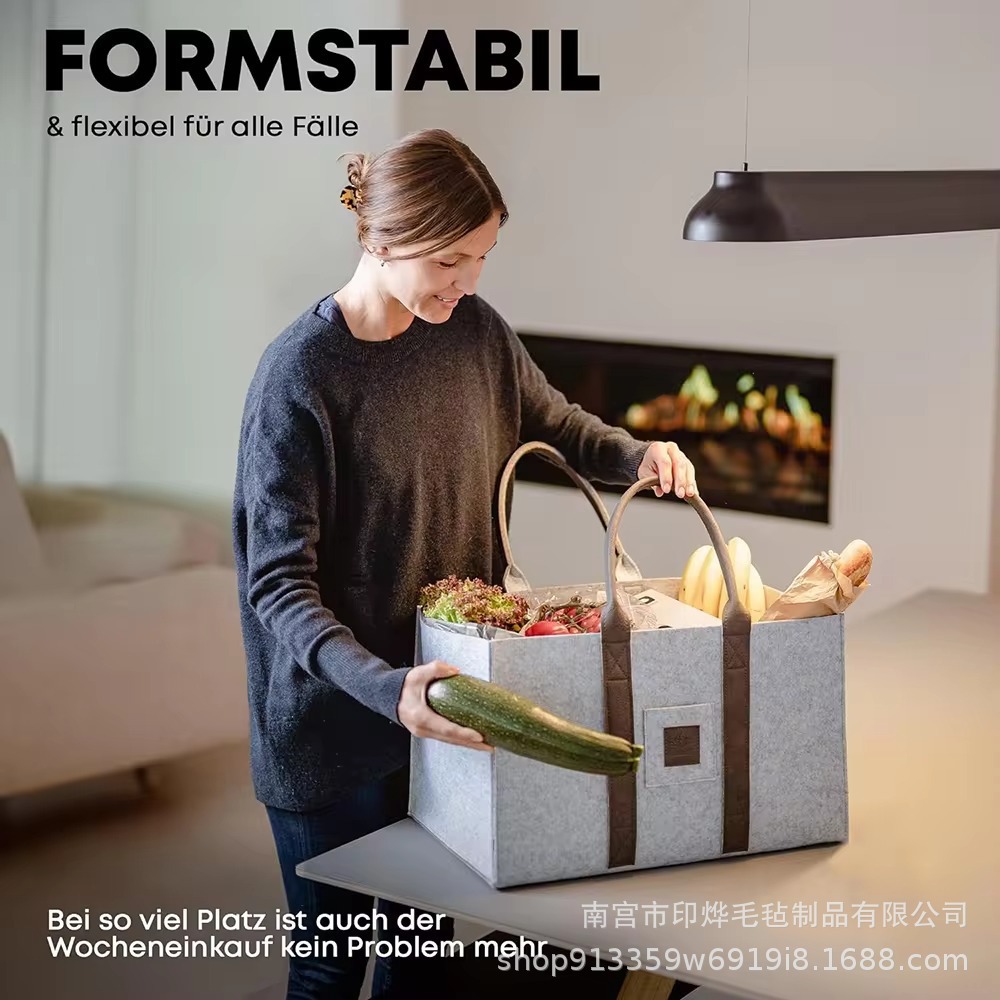 Wholesale Felt Portable Tote Bag, Simple Design, Travel Shopping Bag, Commuting Fashion, Large Capacity Firewood Storage Bag