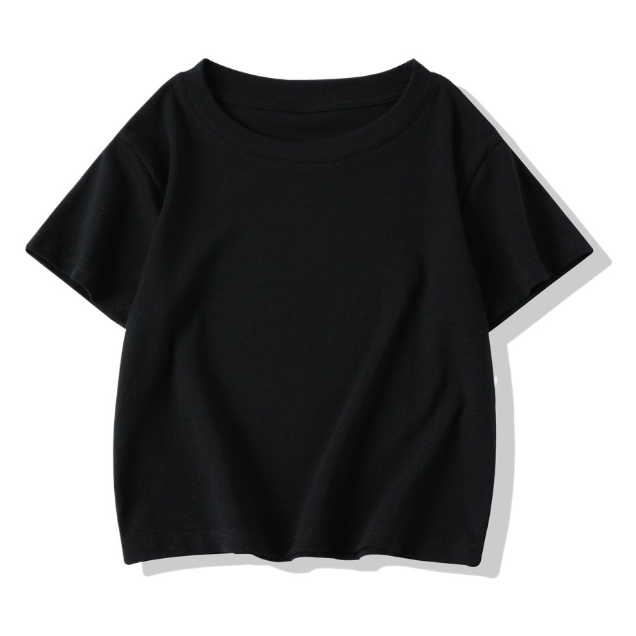 210g 92 cotton 8 spandex slim shoulder short sleeve T-shirt women's summer short tight high waist American hot girl top