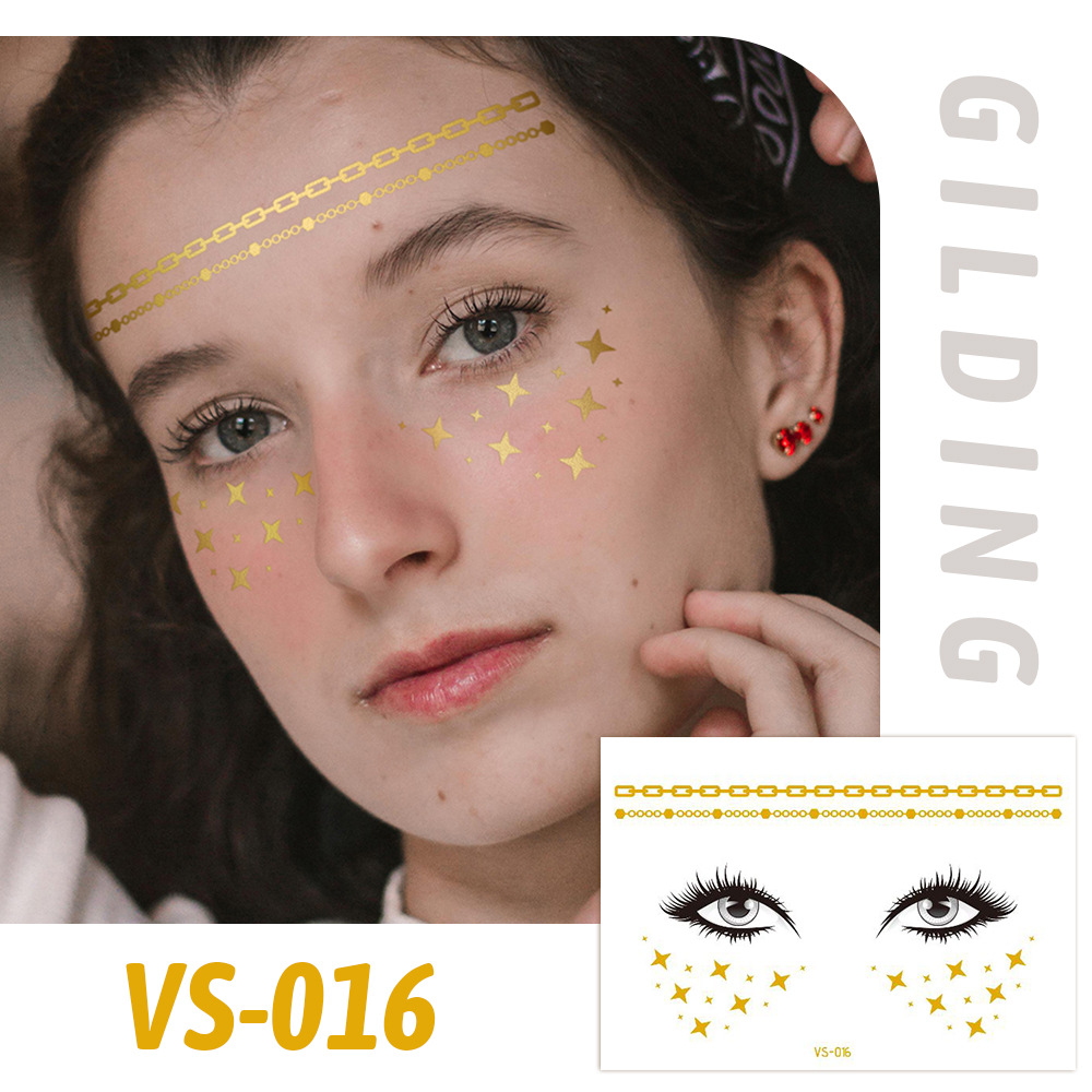 Picture of Cross-border Supply Waterproof Bronzing Electric Syllable Tattoo Sticker European and American Carnival Party Face Sticker Masquerade Freckles