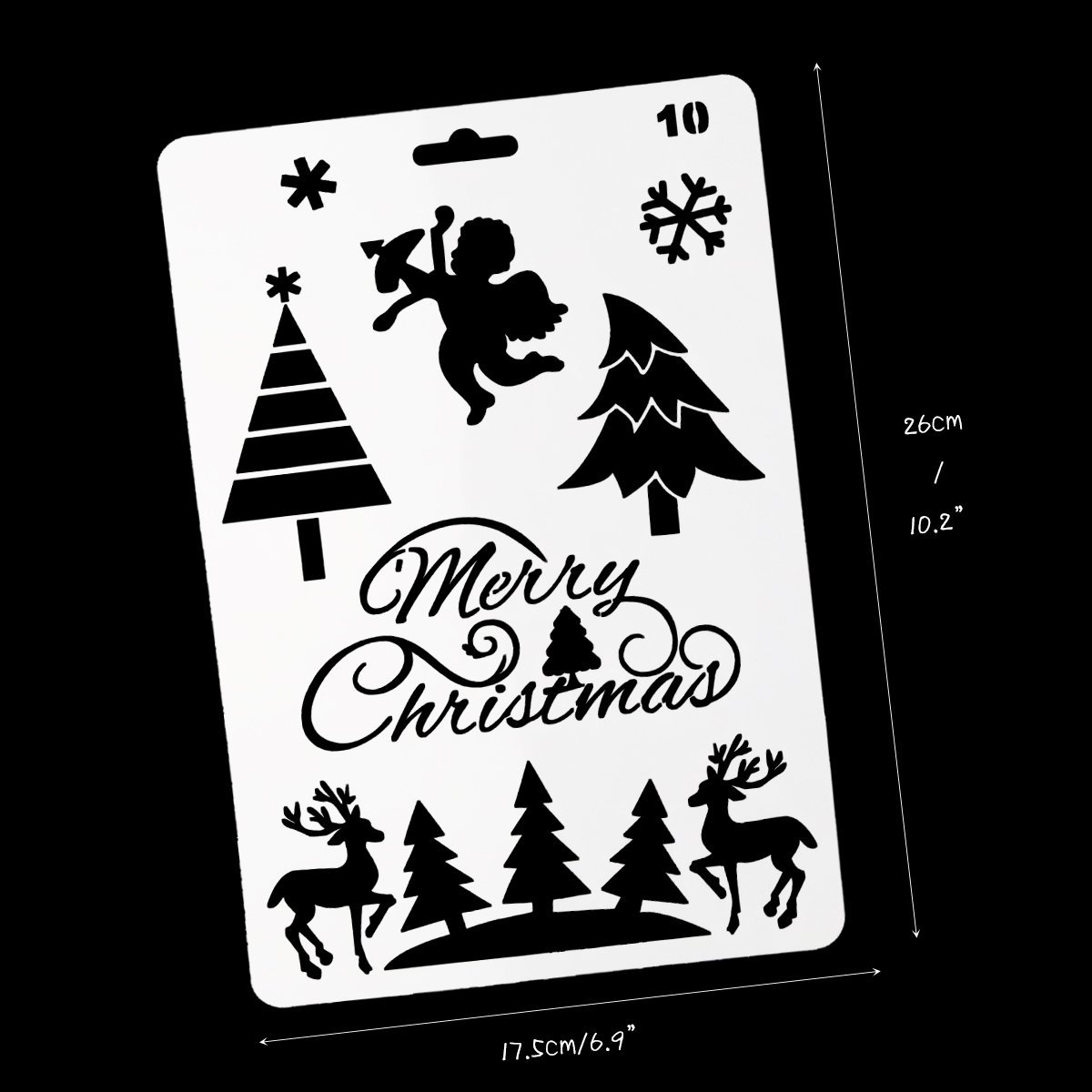 Picture of Christmas series painting template hollow diy album Lace ruler hand-written newspaper Journal drawing spray mold