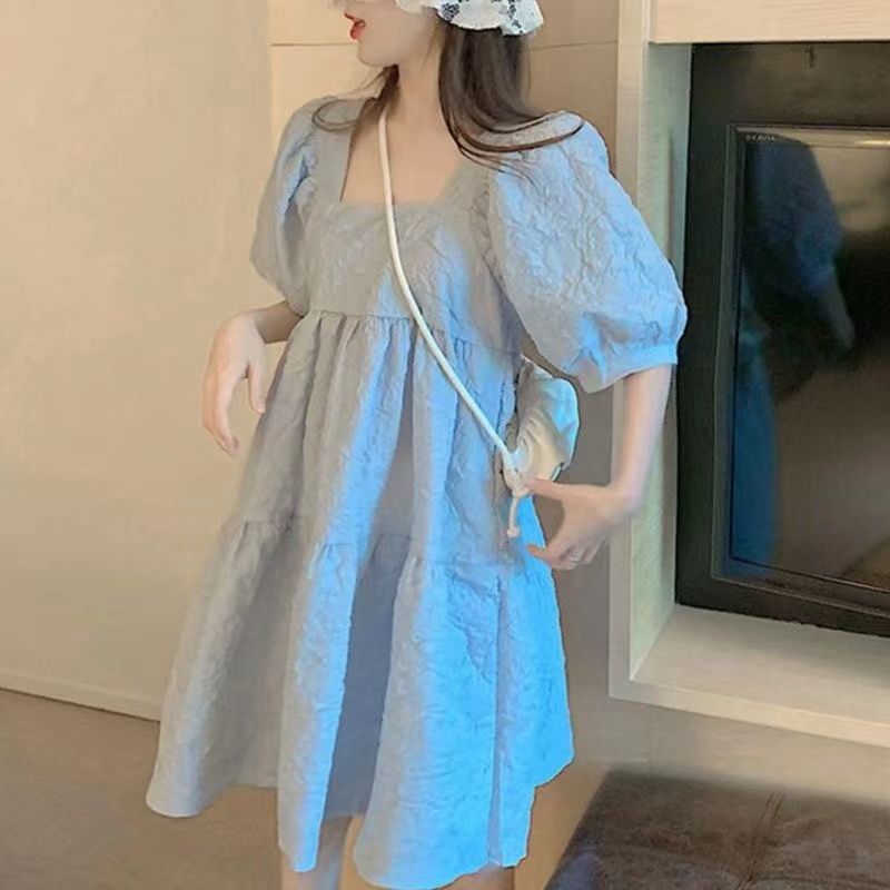 Summer Thin Maternity Dress 2022 Belly Covering Loose Summer Puff Sleeve Age-reducing Internet Popular Maternity Dress Summer