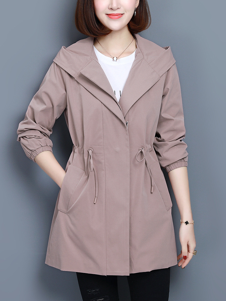 Picture of Casual Waist Slimming Coat Women's 2024 Spring and Autumn Korean Style plus size Loose Middle-aged Mother's Age-reducing Mid-length Coat