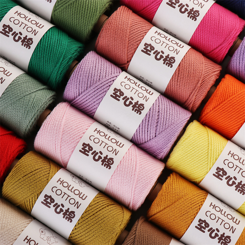 2mm Large Portion Hollow Cotton Pure Cotton Scarf Thread DIY Hook Bag Hand-knitted Bag Hat Thread Pearl Yarn Wool Thread