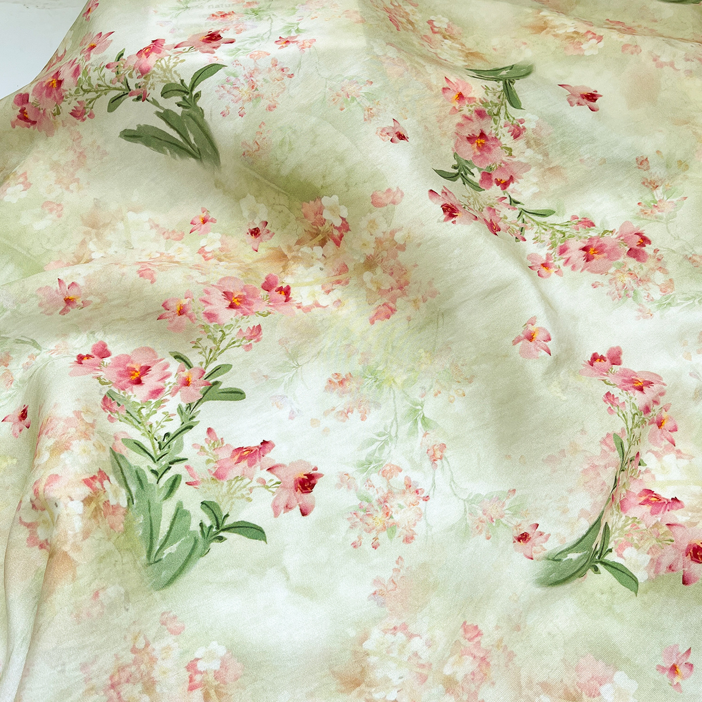 Pink Flower Chinese Style New Digital Printed Fabric Brocade Cotton Fabric Cheongsam Dress Top Hanfu Fabric