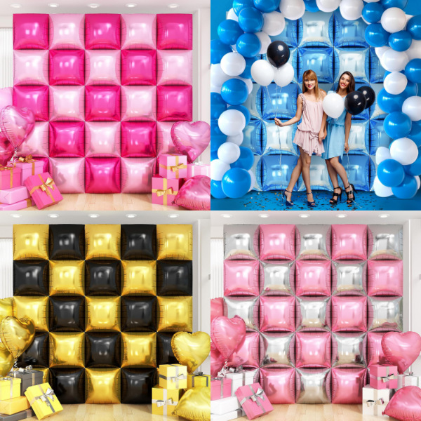 Cross-border DIY double-sided strap square background wall aluminum film balloon birthday wedding party party background decoration