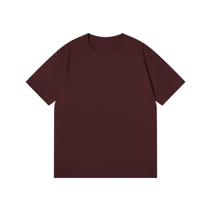 Picture of Japanese Style 230g Pure Cotton Short-Sleeved T-Shirt Women's Right Shoulder Round Neck Top Pure Color Half-Sleeved Bottoming Shirt Clothes Men's Wholesale