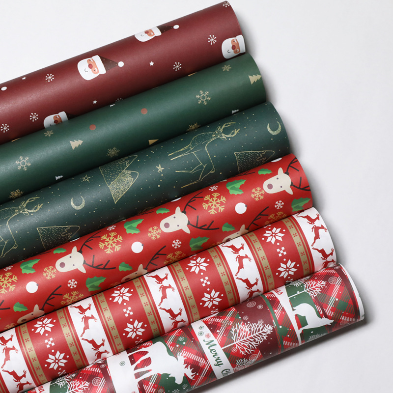 Oversized retro cowhide Christmas wrapping paper Christmas Eve children gift paper gift paper wholesale