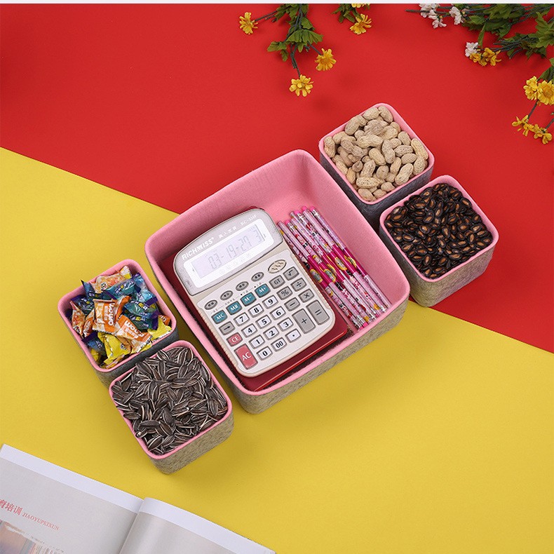 Felt storage box 5-piece office desktop storage storage drawer finishing felt one-piece storage box