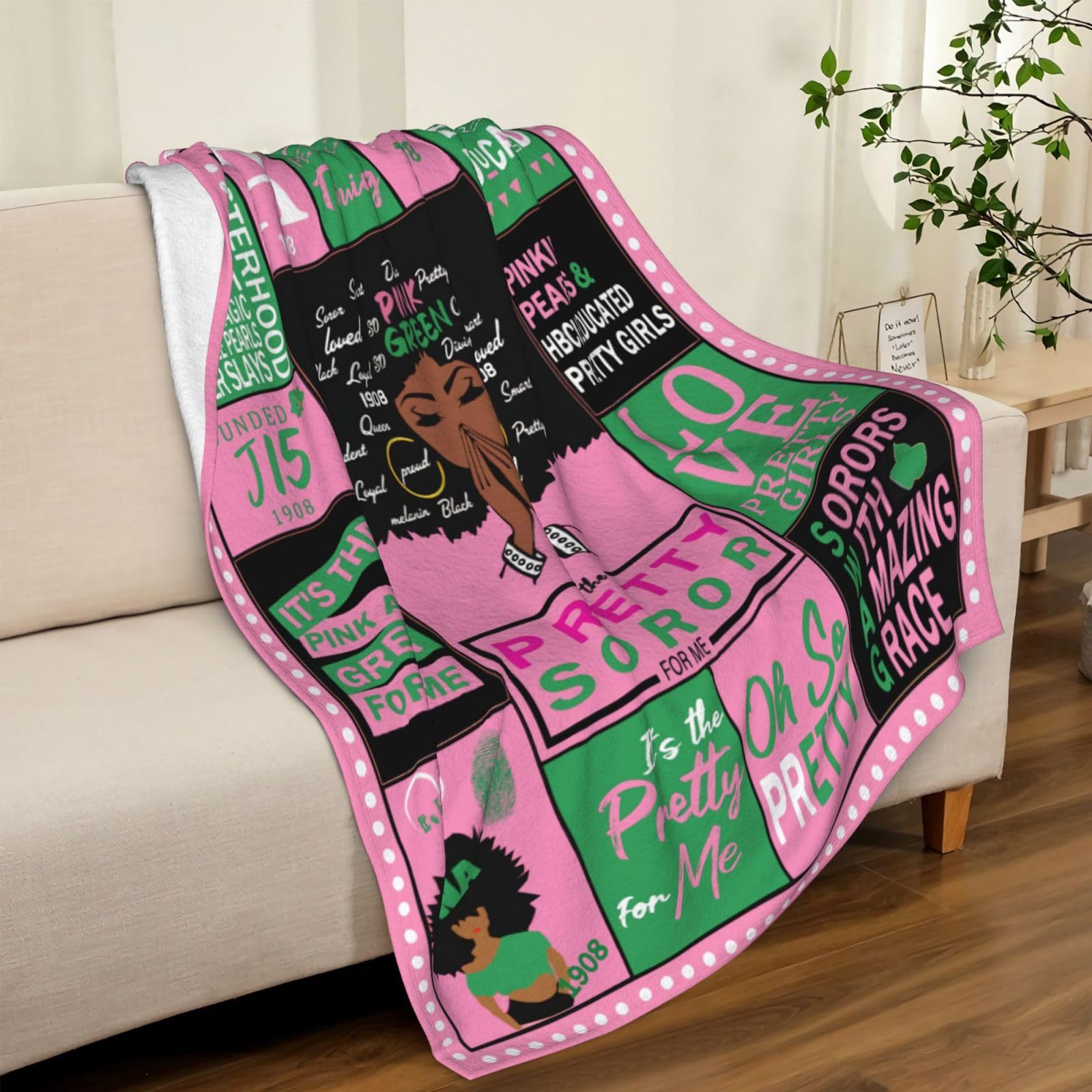 Picture of Cross Border AKA Girl Blanket Sorority Gift Soft Flannel Blanket Sisterhood Blanket for Women